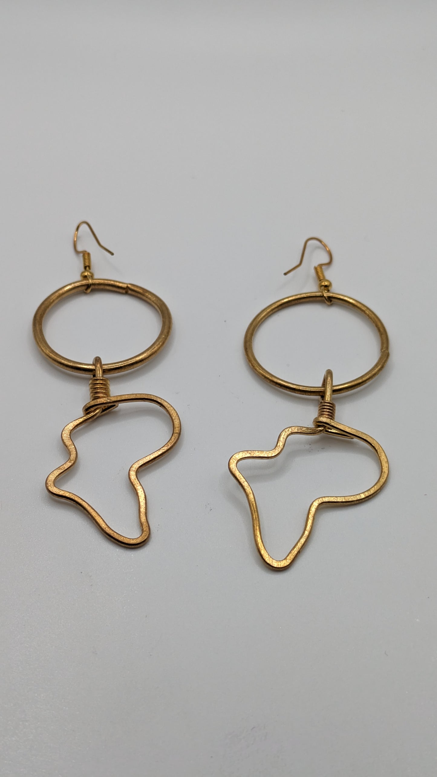 Brass Africa Cut Out Earrings