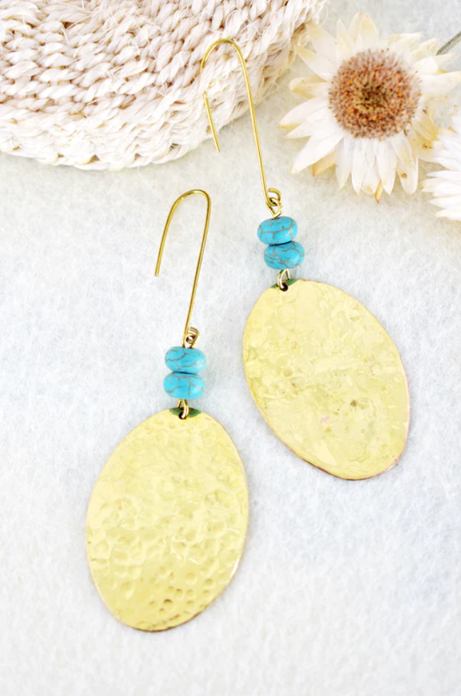 Brass and Turquoise Maven Earrings
