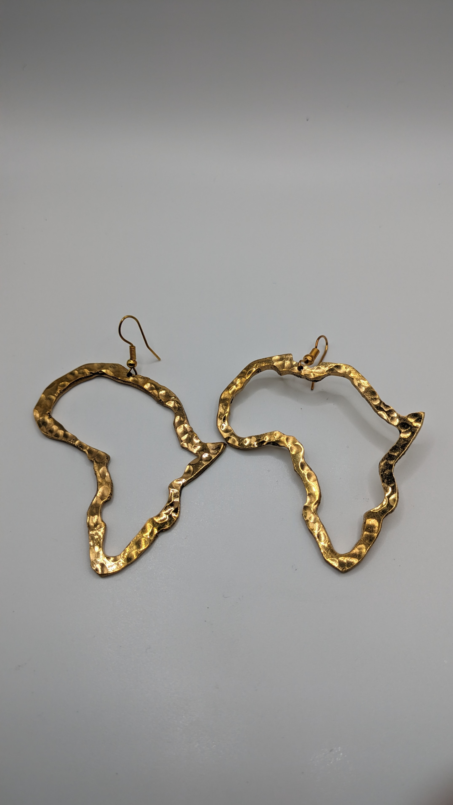 Brass Africa Map Earrings