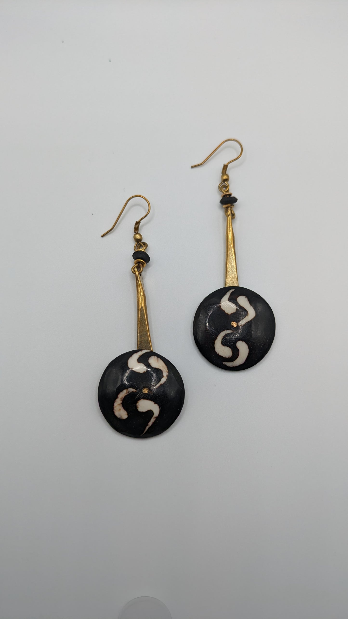 Cow Bone & Brass YoYo Earrings