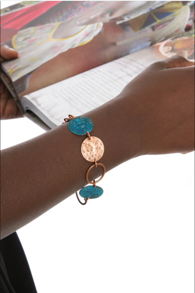 Copper Viridian Disc Bracelet