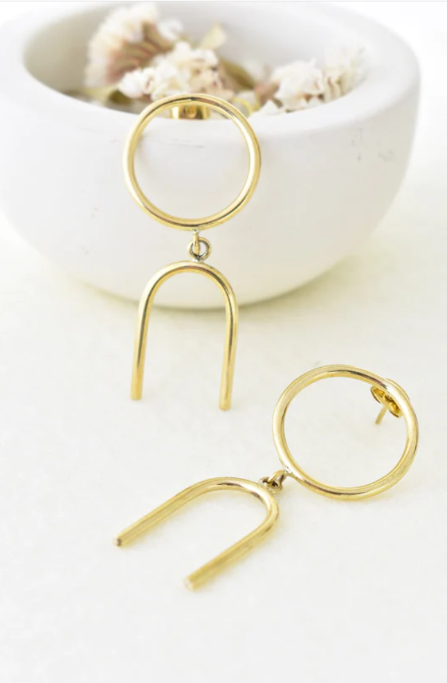 Brass Rune Earrings