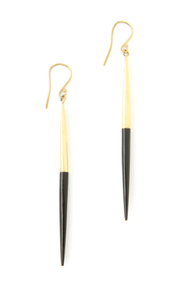 Brass & Cow Horn Javelin Earrings