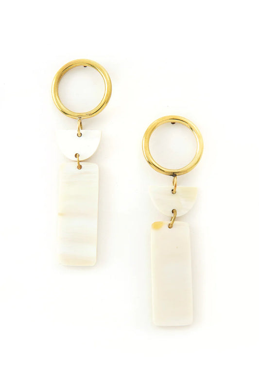 Brass and Cow Horn Felicity Earrings