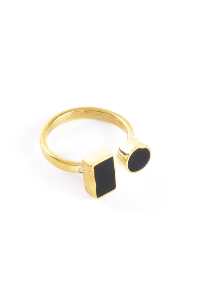 Coexistence Ring in Brass and Dark Cow Horn