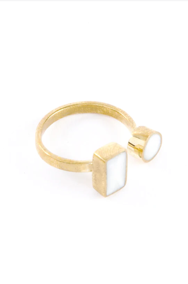 Coexistence Ring in Brass and Light Cow Horn