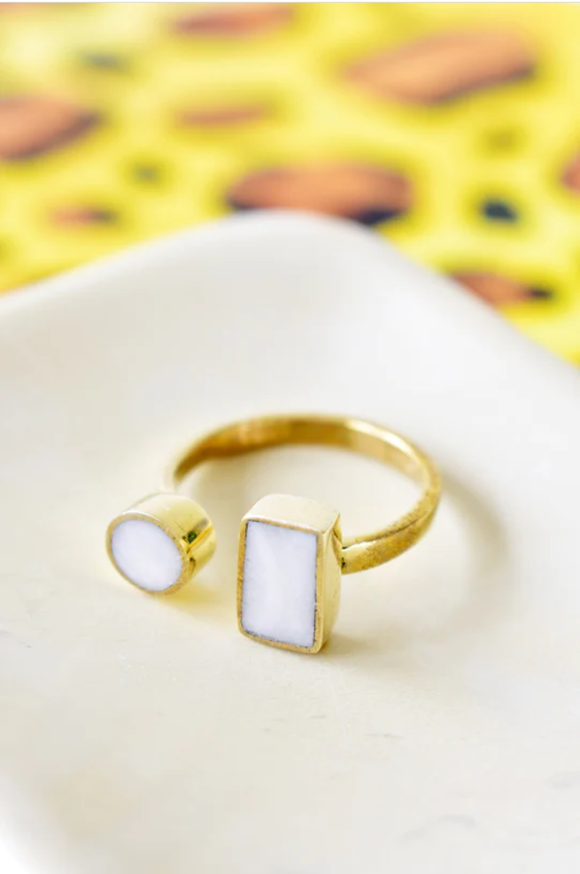 Coexistence Ring in Brass and Light Cow Horn