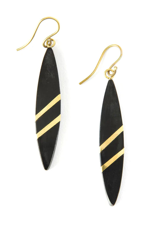 Cow Horn & Brass Lancet Earrings