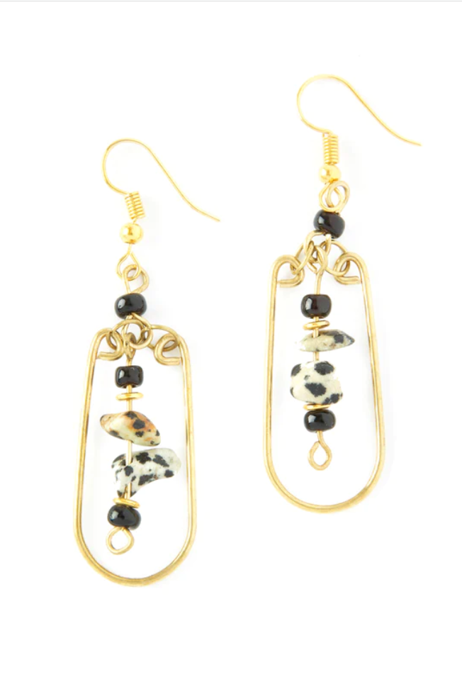 Jitterbug Brass and Jasper Earrings