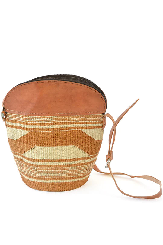 Sand Dune Assorted Finely Woven Sisal Handbag with Leather Top