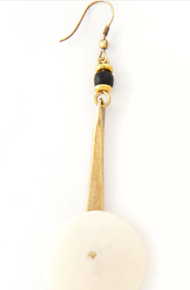 Cow Bone & Brass YoYo Earrings