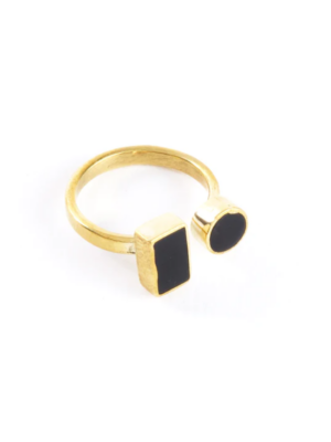 Coexistence Ring in Brass and Dark Cow Horn