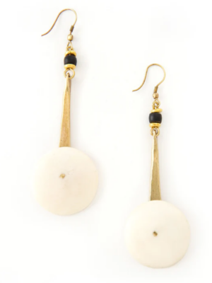 Cow Bone & Brass YoYo Earrings