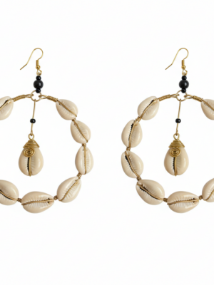 Cowrie Halo Statement Hoop Earrings