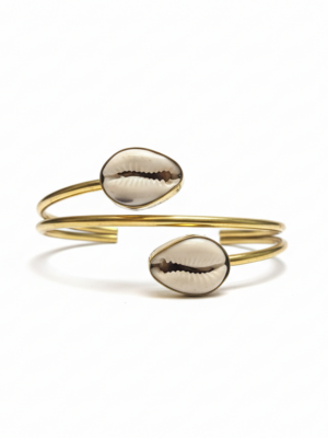 Cowrie Brass Statement Bangle