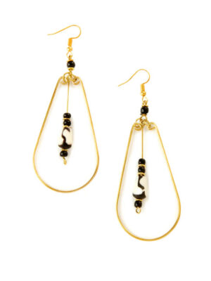 Brass Petali Earrings with Batik Bone